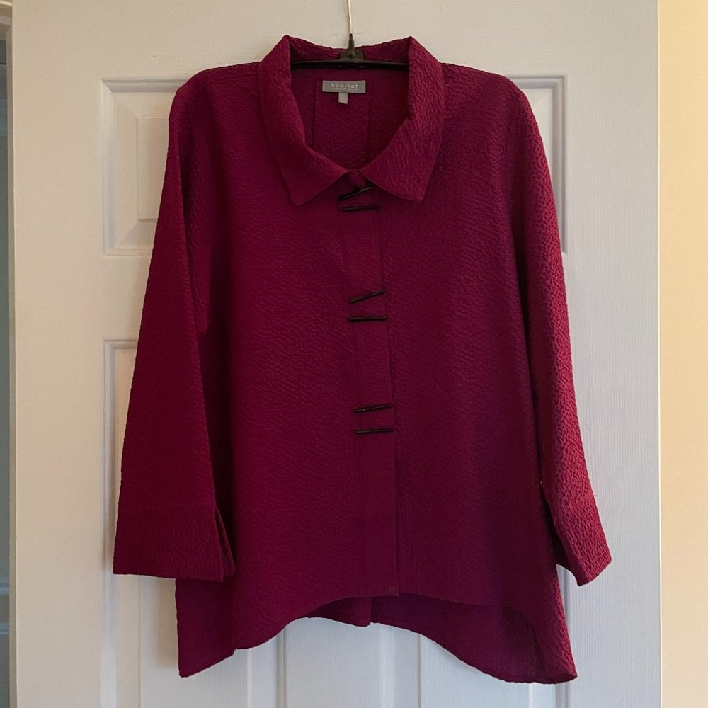 Habitat Top WomensTunic Crinkle Textured Button Blouse (Size Small)